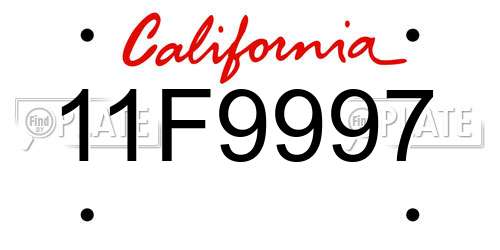 11F9997 California License Plate