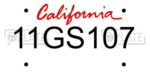11GS107 California License Plate
