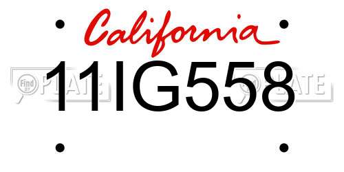 11IG558 California License Plate