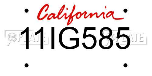 11IG585 California License Plate
