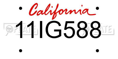 11IG588 California License Plate