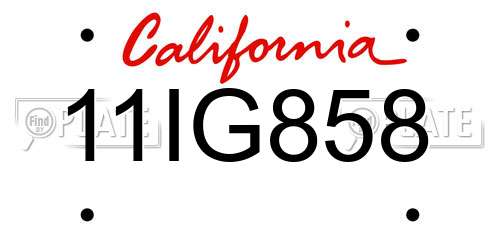 11IG858 California License Plate