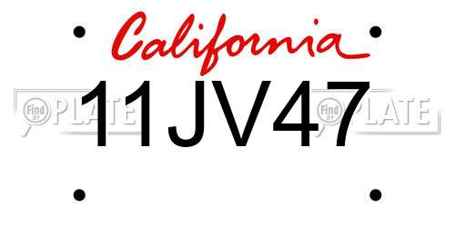 11JV47 California License Plate