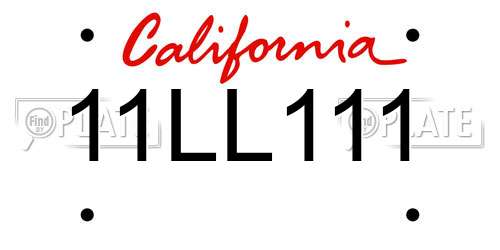 11LL111 California License Plate