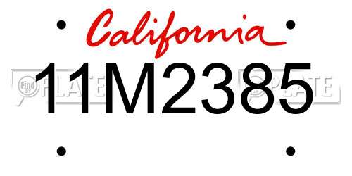11M2385 California License Plate