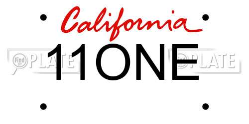 11ONE California License Plate