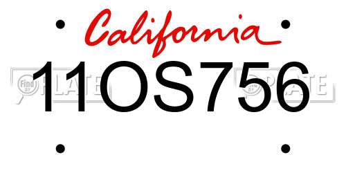 11OS756 California License Plate