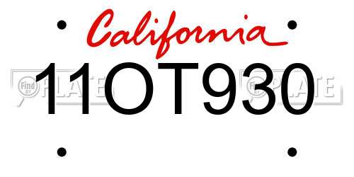 11OT930 California License Plate