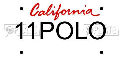 11POLO California License Plate