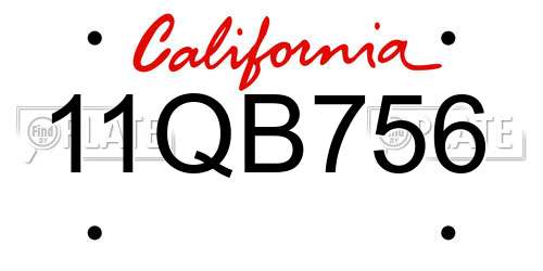 11QB756 California License Plate