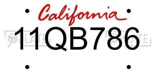 11QB786 California License Plate