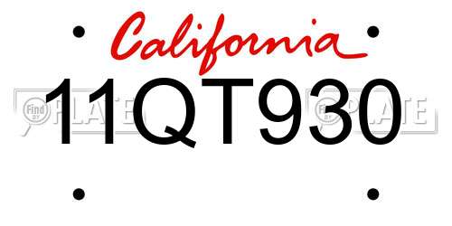 11QT930 California License Plate