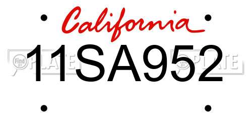 11SA952 California License Plate