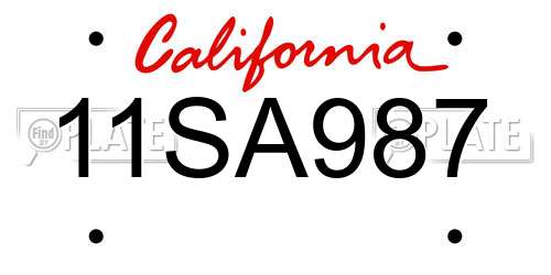 11SA987 California License Plate