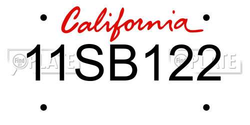 11SB122 California License Plate