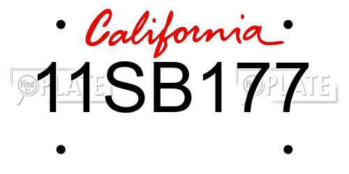 11SB177 California License Plate