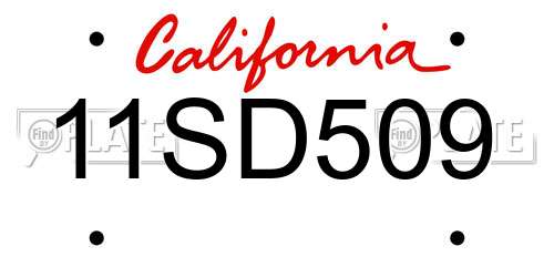 11SD509 California License Plate