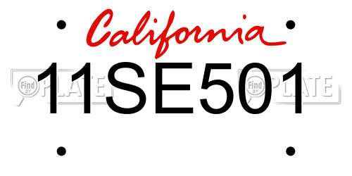 11SE501 California License Plate