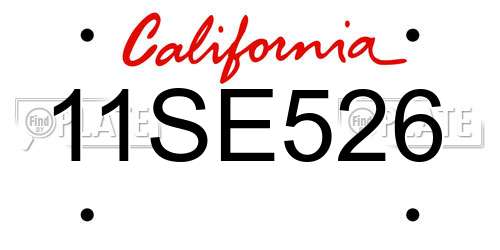 11SE526 California License Plate