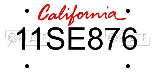 11SE876 California License Plate