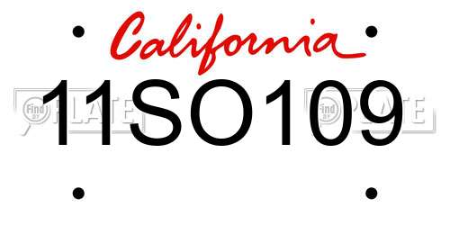 11SO109 California License Plate