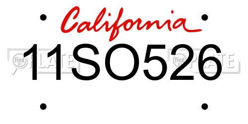 11SO526 California License Plate