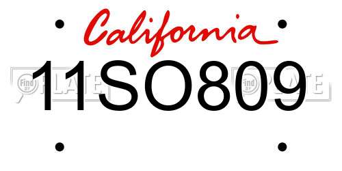 11SO809 California License Plate
