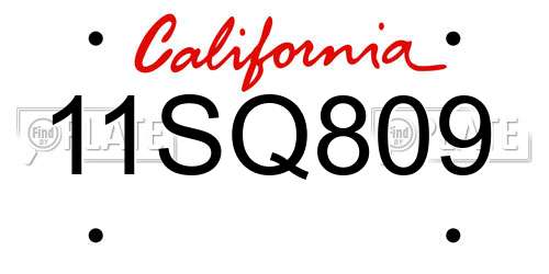 11SQ809 California License Plate