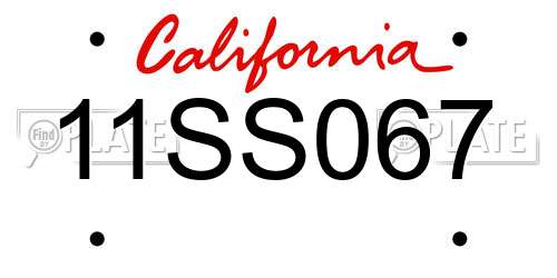 11SS067 California License Plate