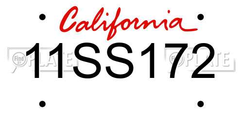 11SS172 California License Plate