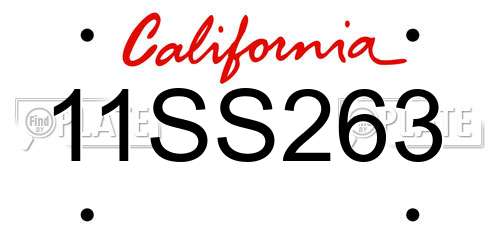 11SS263 California License Plate