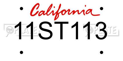 11ST113 California License Plate