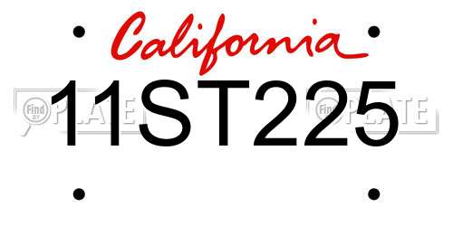 11ST225 California License Plate