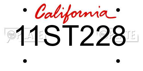 11ST228 California License Plate