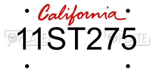11ST275 California License Plate