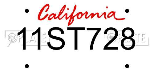 11ST728 California License Plate