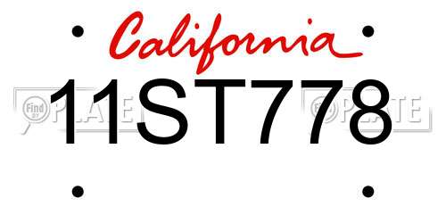 11ST778 California License Plate
