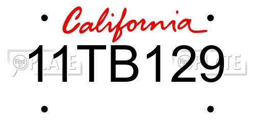 11TB129 California License Plate