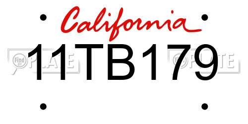 11TB179 California License Plate