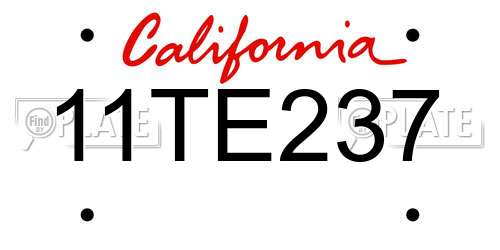 11TE237 California License Plate