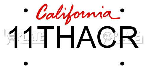 11THACR California License Plate