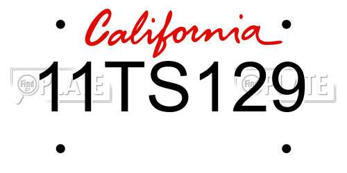 11TS129 California License Plate