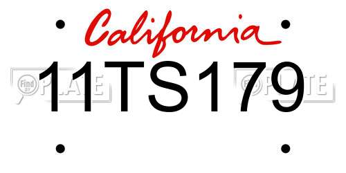 11TS179 California License Plate