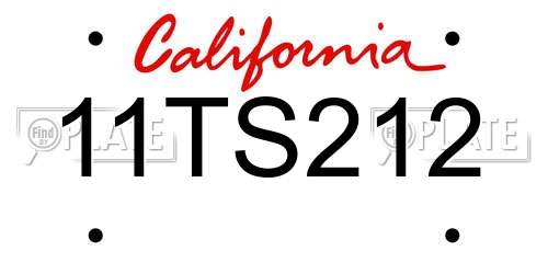 11TS212 California License Plate
