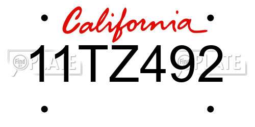 11TZ492 California License Plate