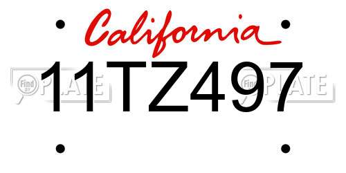 11TZ497 California License Plate