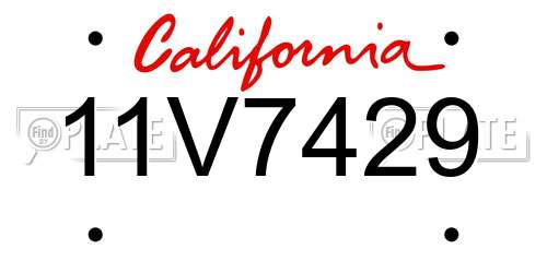 11V7429 California License Plate