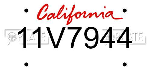 11V7944 California License Plate