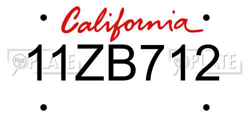 11ZB712 California License Plate
