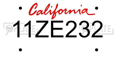 11ZE232 California License Plate